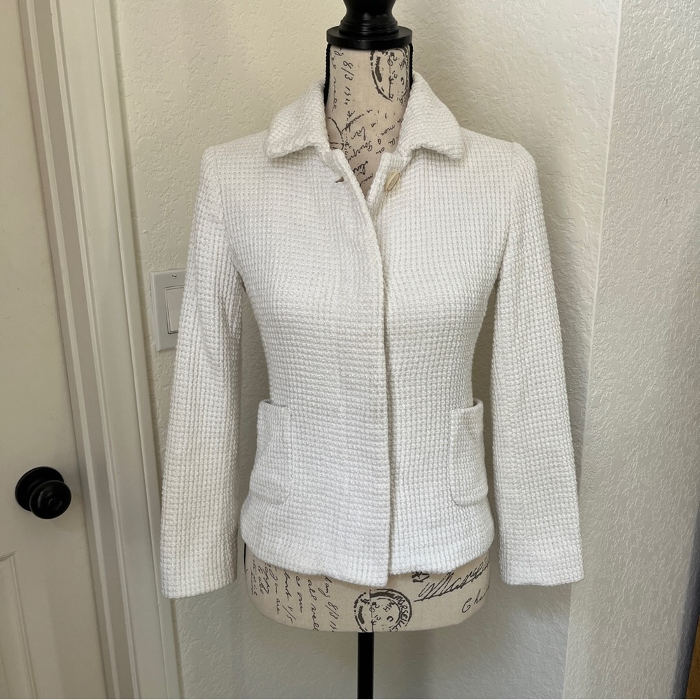 Zara White Textured Women's Jacket